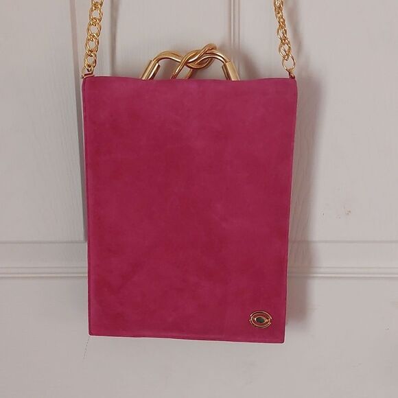 Vintage Rare SAFI Canada Fuchsia Pink Suede Leather Crossbody Bag - Picture 2 of 13